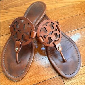 Tory Burch Tan Leather Cutout Sandals